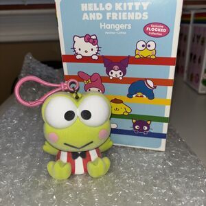 Hello Kitty & Friends Flocked Keroppi Hanger Fuzzy Keychain Opened Box New